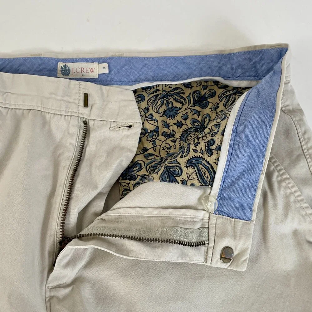 Men's J. Crew Flat Front Chino Shorts, Light Tan Khaki, Size 36 - Picture 5 of 5